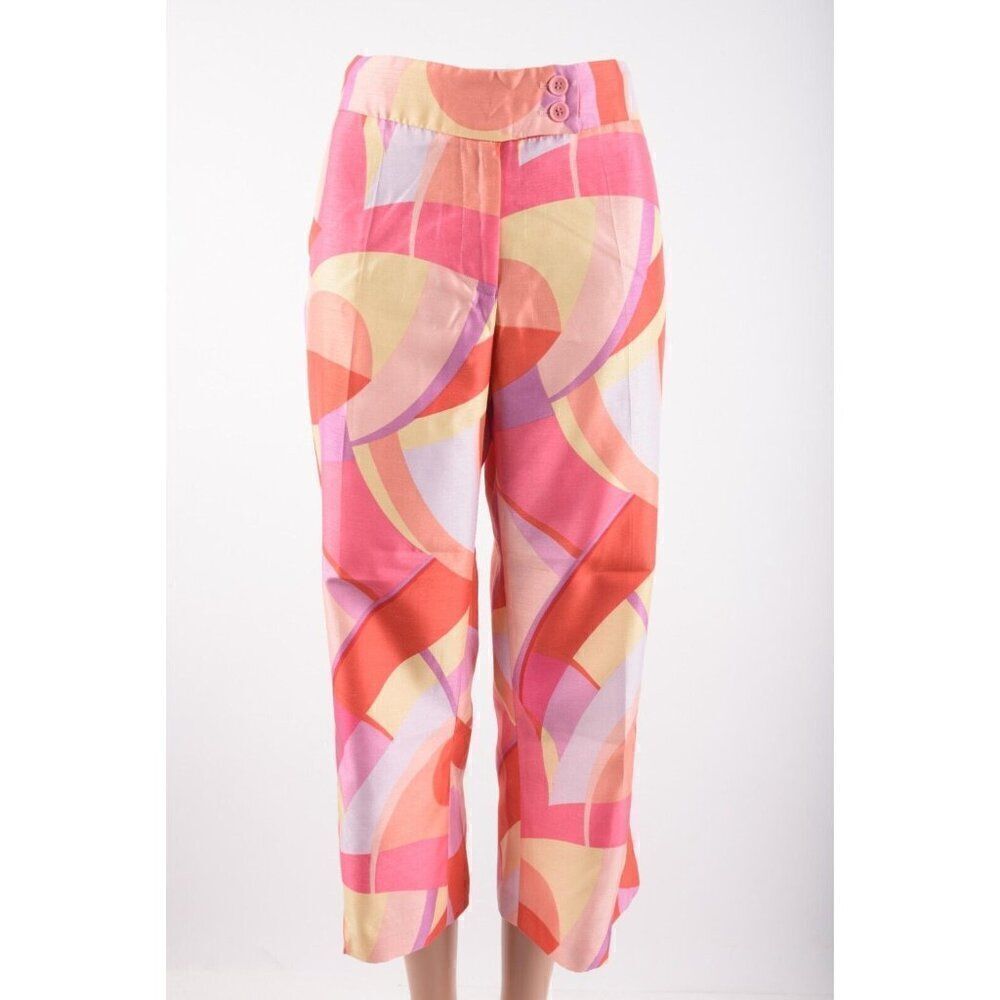 Vintage Jessica Ash Womans Capri Pants Size 10 Swirl Retro Geometric Pink NWT
